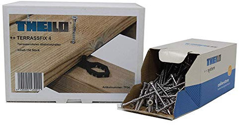 Terrassfix Lot de 5 entretoises pour lames de terrasse 4/7 mm et vis de terrasse en acier inoxydable SopaFix 7 mm Vis de terrasse 5 x 50 mm