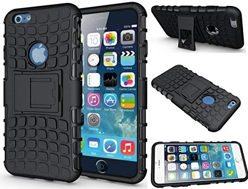 PIXFAB Compatible With Apple Iphone 6 6S - Pink Dual Layer Hybrid Tough Rugged Armor Case With Built-in Kickstand & Detachable 2 in 1 Shockproof Phone Case Cover + Screen Protector
