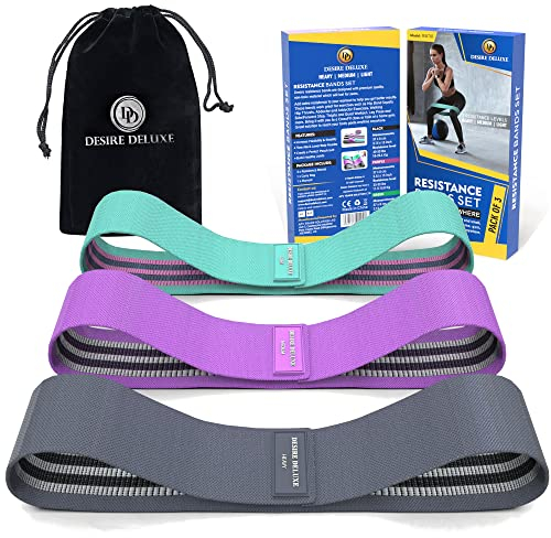 Desire Deluxe Resistance Bands Sport Fitness Geräte für Männer und Frauen (3er Set) Widerstandsbänder Gummibänder Bänder Krafttraining Booty Gummiband für Zuhause, Gym, Fitnessstudio, Yoga & Pilates