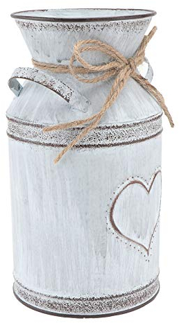 Cabilock 7. 6 Pollici Shabby Chic Brocca in Metallo Fioriera in Metallo Vaso in Metallo Stile Country Francese Secchio per Fiori Brocca Rustica (Argento 2)