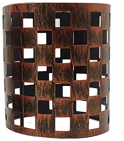 Offener Retro-Stil, einfach zu montierender Pendelleuchtenschirm, Metallkäfig, Trommellampenschirm, Vintage-Industrie-Deckenpendellampe (Rustic Red P5)