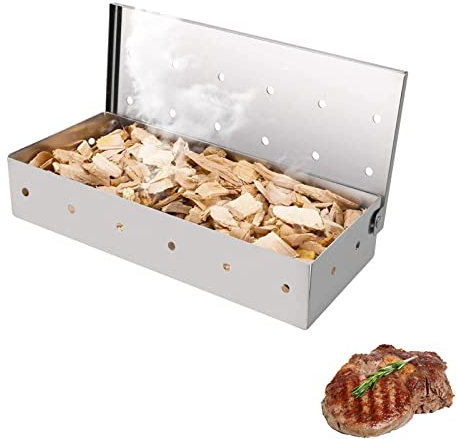 Caja de Ahumador, Parrilla de Barbacoa de acero Inoxidable caja de Ahumador para Fumadores, Parrillas de Carbón y gas