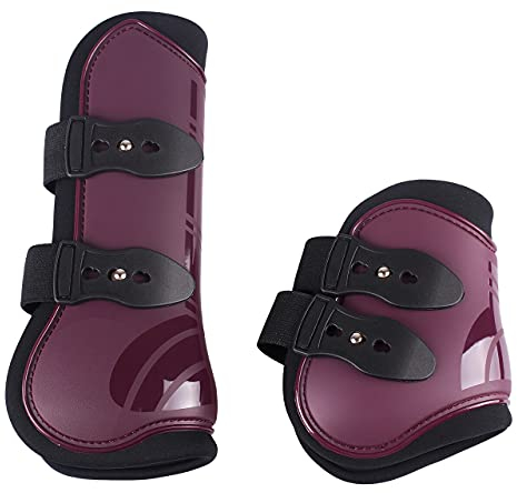 QHP Gamaschen-Set vorne und hinten 4er Set Polyurethan mit Neoprenfutter (Warmblut, Maroon)