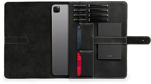Londo Echtleder Tablet Hülle – iPad Pro 12.9 Case mit Zwei Kartenfächern & Leder Stift-/Apple Pencil Halter