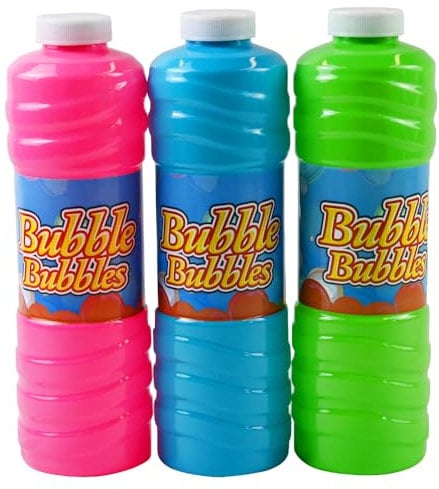 RAM ONLINE Giant 1 Litre of Bubble Mixture with Wand for Bubble Machines - Giant Garden Games Essential for Kids - Outdoor Games Bubbles for Kids (1), Multicolor, 1 bottle