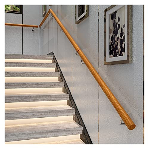 Handlauf Geländer Holz Treppengeländer Drinnen, 1m/2m/3m/4m/5m/6m lang, rutschfest Treppengeländer Haltegriffe für die Wandhalterung für ältere Menschen, Komplettset (Size : 5.2m(17ft))