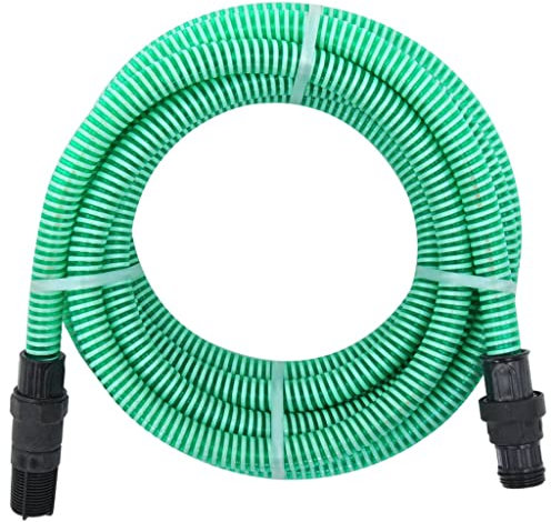 vidaXL Tuyau d'Aspiration avec Raccords en PVC Pompe de Jardin Tuyau d'Arrosage Installations d'Eau Domestique Filtres à Eau Vert 1 4 m PVC