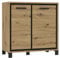 Forte TRONDHEIM Kommode 2 Türen, Holzwerkstoff, Artisan Eiche/Schwarz Eiche, B x H x T: 91,4 x 91,2 x 41,5 cm