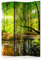 murando Akusticher Raumteiler Wald Foto Paravent 135x172 cm beidseitig auf Vlies-Leinwand Bedruckt Akustikschaum Trennwand Spanische Wand Sichtschutz Home Office Landschaft Bäume Natur c-B-0241-z-b