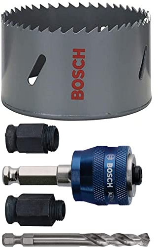 Bosch Professional Hole Saw HSS Bi-metal for standard adapter (for various materials, Ø 86 mm) + 4 pcs. Power Change Plus Starter Kit Set