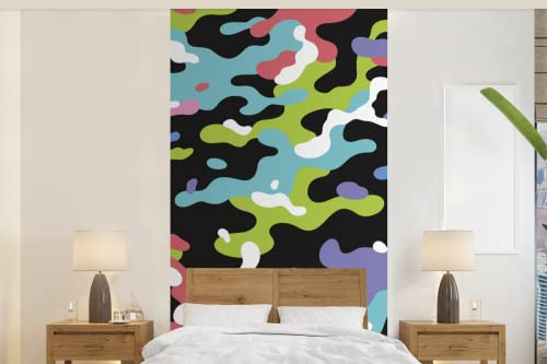 Selbstklebend Tapete Wandpapier Wandaufkleber Fototapete Tapeten Wanddeko 120x240 cm Buntes Camouflage-Muster
