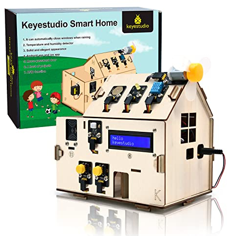 KEYESTUDIO ESP32 Smart Home IoT Kit Compatible with Arduino and Python, Include Development Board, Electronics Home Automation Coding Kit, DIY Sensor Kit STEM Educational Set for 14+ Adults Teens