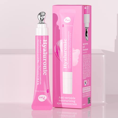 7Days Augencreme mit Hyaluronsäure – Koreanische Hautpflege – Augencreme für dunkle Ringe und geschwollene Augen – Anti-Aging-Augenbeutel Entferner – Anti-Falten Augengel mit kühlendem Massagegerät