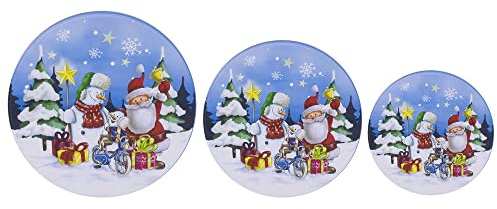 3-tlg. Set Gebäckdosen aus Metall für Weihnachten - Keksdosen Weihnachten - Plätzchendosen (Santa-Schneemann)