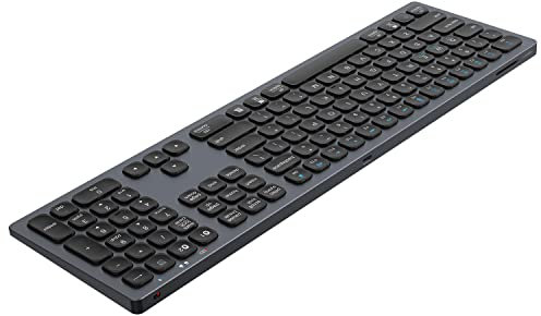 HDWR Tastatur für Computer, kabellose Computertastatur, Gaming Tastatur, Computer, Laptop, Bluetooth, Wireless Keyboard, Aluminium, Silber, Ziffernblock, typerCLAW BC120