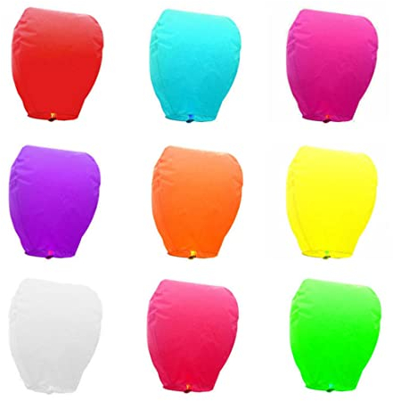 Farol chino volador de cielo 45 x 82 cm linternas de papel para fiesta de boda, nueva A (20 unidades), multicolor