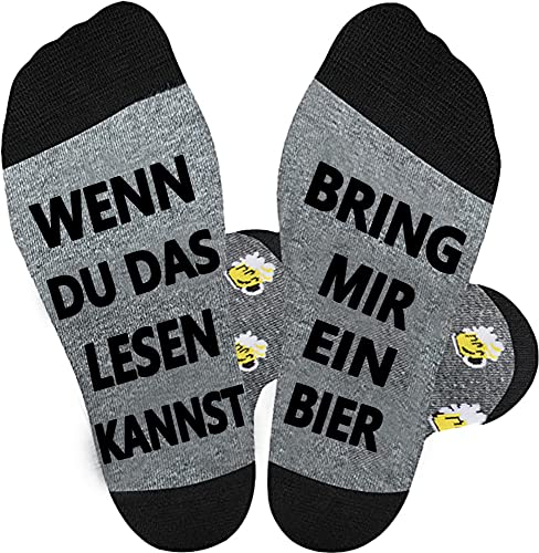 Zemolo Lustige Socken Geschenke für Männer Frauen Wenn Du Das Lesen Kannst Bring Mir Bier/Whisky Herrensocken Männertag Geburtstag Bester Geschenk für Papa Opa Freund Bruder Jungs