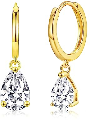 Ohrringe Gold Hängend Creolen Gold mit Anhänger Vergoldet Ohrringe Ohrhänger Goldene Schmuck Geschenk für Frauen Damen Mädchen