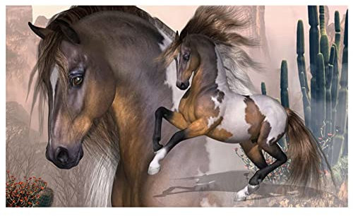 Diamond Painting Mustang Pferd 5D Diamant Painting Erwachsene Kinder Diamant Art Painting Kits Leinwand Cross Stickerei Craft Malerei Malen nach Zahlen für Wand,Wohnkultur Square Drill,90x180cm