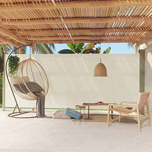 puraday Store latéral extensible 220 x 500 cm - Crème - Brise-vue pour terrasse, balcon, paroi latérale élégante - Protection contre le vent et le soleil - Brise-vue et installation facile