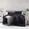 Sacebeleu Winter Bettwäsche 135x200cm 4 Teilig Plüsch Langhaar Flauschig Flanell Biber,Schwarz Bettbezug Warme 2 Bettbezug und 2 Kissenbezug 80x80cm mit Reißverschluss