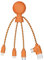 Xoopar - Câble Multi USB 4 en 1 en Forme de Pieuvre - Chargeur Universel en Plastique Recyclé - Prise USB, USB-C, Lightning, Micro USB - Compatible avec tous les Smartphone - Mr Bio Orange