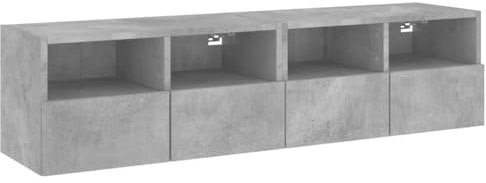 vidaXL TV Wall Cabinets 2 pcs Concrete Grey - Modern Wall-Mounted TV Unit with Ample Storage - Engineered Wood Construction for Living Room