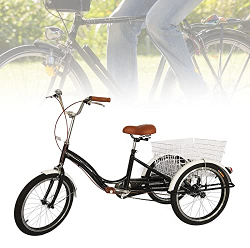 20 Zoll Räder Dreirad für Erwachsene 3 Rad Dreirad Dreirädern Fahrrad Mit Korb FÜr Einkäufe Und Reisen, Geschenk (Schwarz)