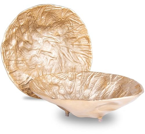 Dekorative goldene Schale von Objet D'Art, Emory runde Schüssel für Wohnzimmer, Ottomane und Couchtisch, Tabletts für Kerzen, Likör und Tafelaufsätze