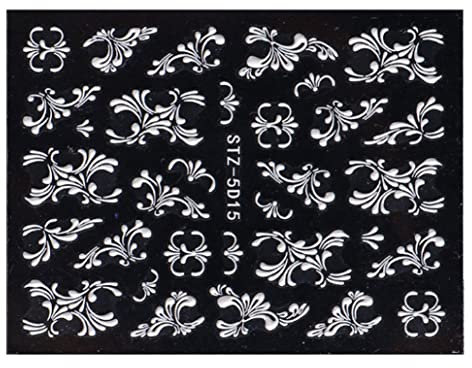 Flower Nail Stickers 5D Lace Engraved Nail Decal Self Adhesive Carving DIY Nail Art 7 Nail ornament