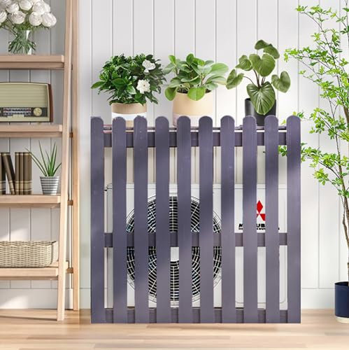 Der Klimaanlage Sichtschutz Zäune Massivholz Klimaanlagen Abdeckung Sichtschutz Zäune Jalousien Design Freistehender Blumenständer Dekorativen für Garten Terrasse Rasen Mülleimer. ( Color : Gray , Siz