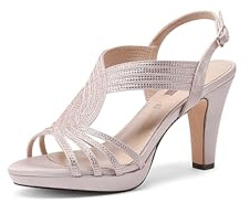 QUEEN HELENA Sandali Eleganti con Strass con Plateau Donna S2802 (Champagne, Sistema Taglie Calzature EU, Adulto, Donna, Numero, Media, 36)