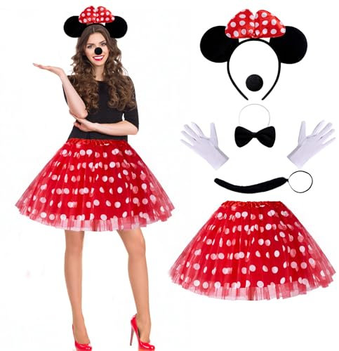 Puddry Deguisement Femme Carnaval, Parfaite Minnie Déguisement Carnaval Femme,Costume Carnaval Femme Sympa,Très bon Deguisement Femme Adulte pour Carnaval, Halloween, Noël