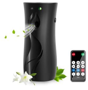Sonhomay Automatischer Duftspender Automatischer Lufterfrischer Duftsprayspender mit Fernbedienung für Home Office Hotel (Schwarz, 300ml)