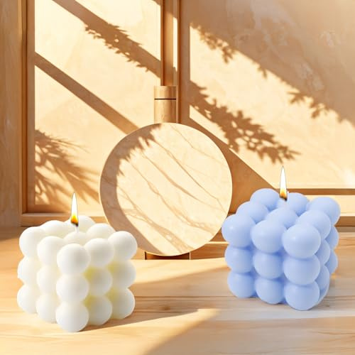2 Stück Handgemacht Bubble Kerze Candle, Natürlich und Wohlriechend Duftkerze Kerzen, Natürlichem Sojawachs Deko Handmade Kerze für Geburtstag, Valentinstag, Thanksgiving, Weihnachten