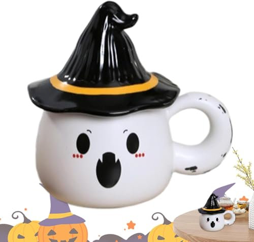 Fantôme de tasses dHalloween, tasse à café dHalloween | Tasse fantôme de café dHalloween - Tasses drôles Tasse fantôme avec couvercle, tasses mignonnes en céramique fantomatique Tasse