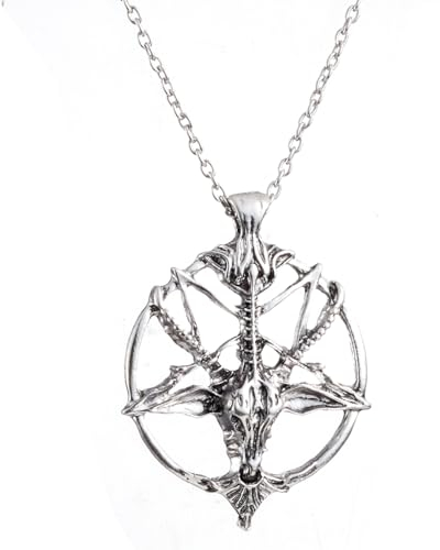 XIPIEIO Halskette für Herren und Damen Modeschmuck Vintage-Charme Damen und Herren Pentagramm Pangott Totenkopf Ziegenkopf Anhänger Kette Halsketten Freizeit personalisierter Schmuck