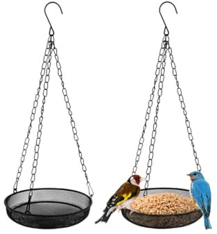 Hitopin 2 Pièces Bain d’Oiseaux à Suspendre, Mangeoire Oiseaux Exterieur suspendues, Abreuvoir Oiseaux Exterieur suspendues, Mangeoire à Oiseaux Suspendue, pour Extérieur, Jardin, Cour, Terrasse