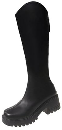 Generico Stivali Alti Donna con Tacco Texani Invernali Stivaletto Tacco Medio Stivali Texani Camperos Scarponcino a Metà Polpaccio Stivali Lunghi da Donna Piatti Boots a Punta Cerniera Scarponcini