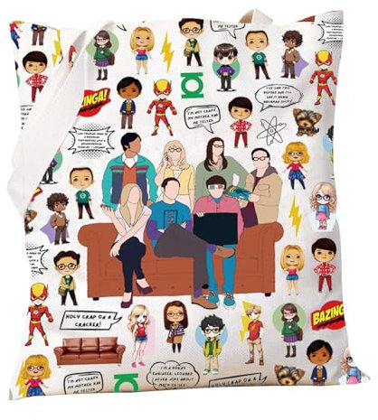 PXTIDY Big Bang Theory TV Show Characters Tote Bag Big Bang Theory Novelty Gifts Shoulder Bag Leonard & Sheldon Fans Gift