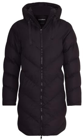 Spindle Womens Mid Length Padded Coat Pocket Quilted Puffer Jacket with Hood Black S