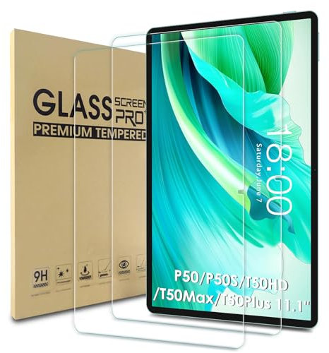 WD&CD 2 Stück Schutzfolie kompatibel mit Teclast P50/P50S/T50HD/T50Max/T50 Plus 11.1 Zoll, HD Displayschutzfolie, 9H Härte, Anti-Bläschen, Anti-Kratzen
