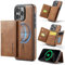 DG.MING 2 in 1 Removable Magnetic Leather Case for iPhone 14 Pro,RFID Blocking Wallet with 8 Card Slots,Compatible with MagSafe Wireless Charging,Shockproof Protective Phone Case(Brown)