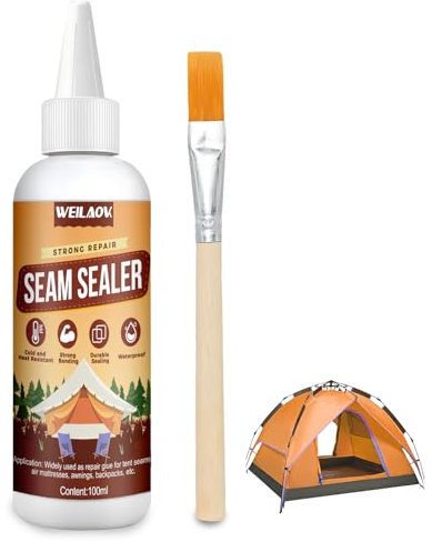 WEILAOK Tent Seam Sealer, Seam Sealer, Tent Waterproofer, Waterproof and Moisture-Proof, with Brush, Suitable for Waterproofing Tents, Tarps, Raincoats, Ponchos, Truck Tarps, etc, 100g