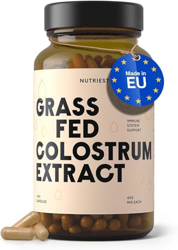 Complément de colostrum bovin Nutriest (180 unités) 100% Colostrum biologique issu de bovins européens nourris l'herbe - 30% d'immunoglobulines IgG actives - Pour la santé immunitaire et intestinale