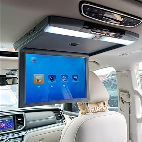Reproductor EstéReo Para Coche Con Tv Digital Hd De 1080p Y VisióN Completa Para Techo, Monitor De Montaje En Techo Para Coche, Tv PortáTil De 17.3 Pulgadas Con Pantalla Lcd Hd, Hdmi, Usb, Sd,Black