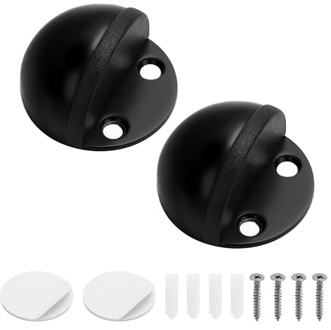 Türstopper Boden selbstklebend,Türpuffer Boden mit Schrauben und selbstklebenden,Türstopper für Hartböden zum Schutz von Türen, Wänden,Balkontür usw (Schwarz 2 Stück)