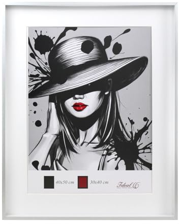 KM FOTO 3D Rahmen Aluminium Objektrahmen Bilderrahmen mit Passepartout & geh�rtetem Glas Fotorahmen Wandrahmen AL-3: Farbe: Silber | Format: 40x50