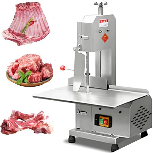 Machine électrique de découpe de viande haute puissance 750 W, scie à os commerciale, scie à ruban, trancheuse pour boucher, découpe de porc, de poisson et de côtes congelés, lames pour restaurant.