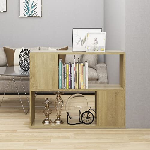 Owoxanthellate TV-Schrank Sonoma Eiche 80 x 24 x 63 cm Standregal aus Holzwerkstoff Modernes Design bietet Stauraum für Bücher DVDs als Lowboard für Wohnzimmer Flur und Schlafzimmer